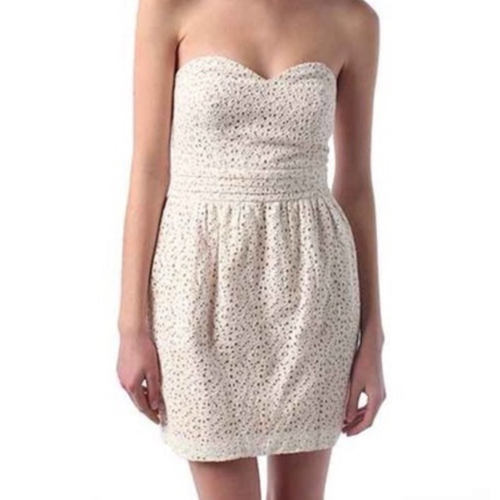 Pins & Needles Cream and Pink Floral Lace Strapless Mini Dress